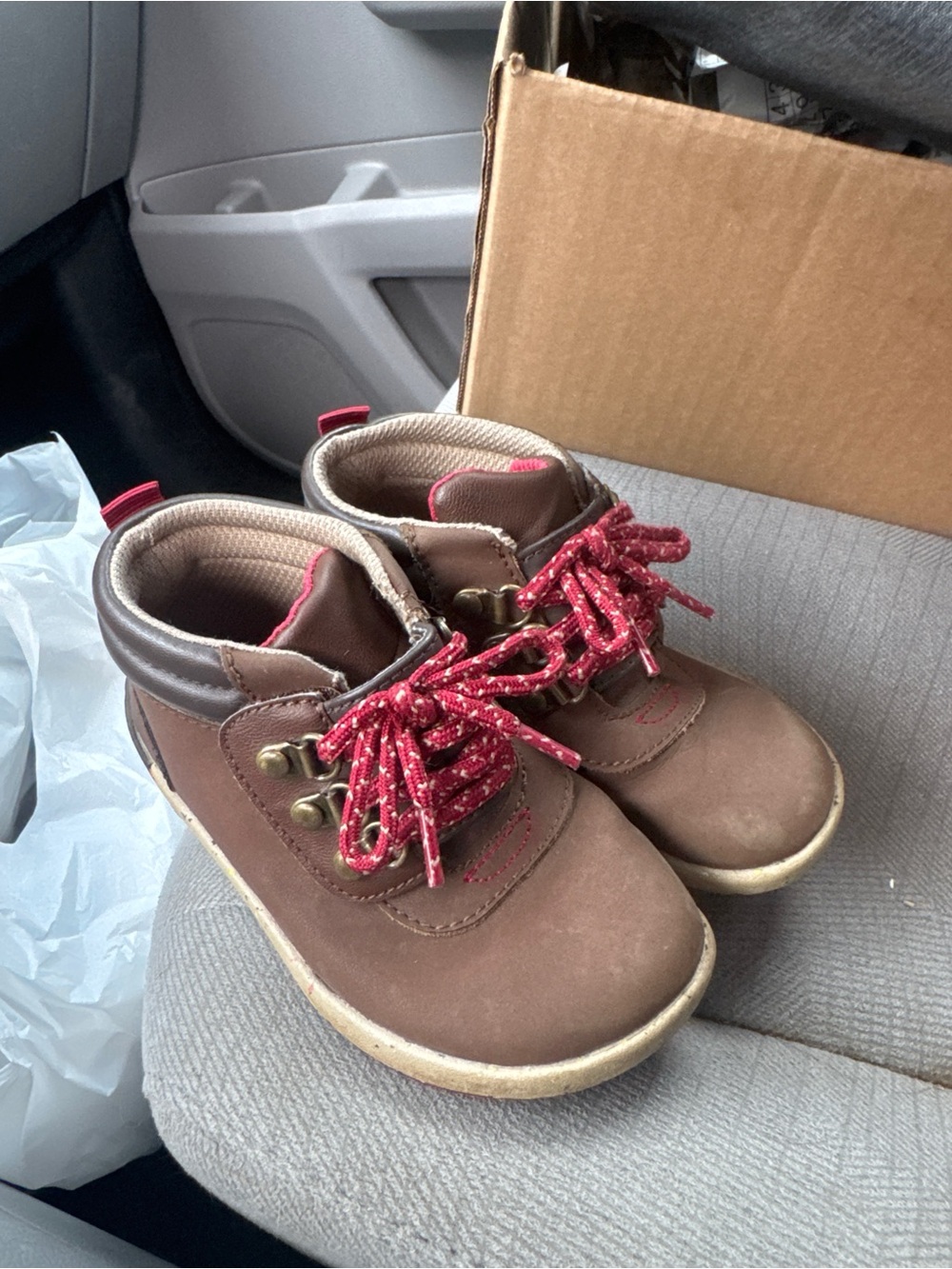 Merrell Brown Kids Ankle Boots with Red Laces